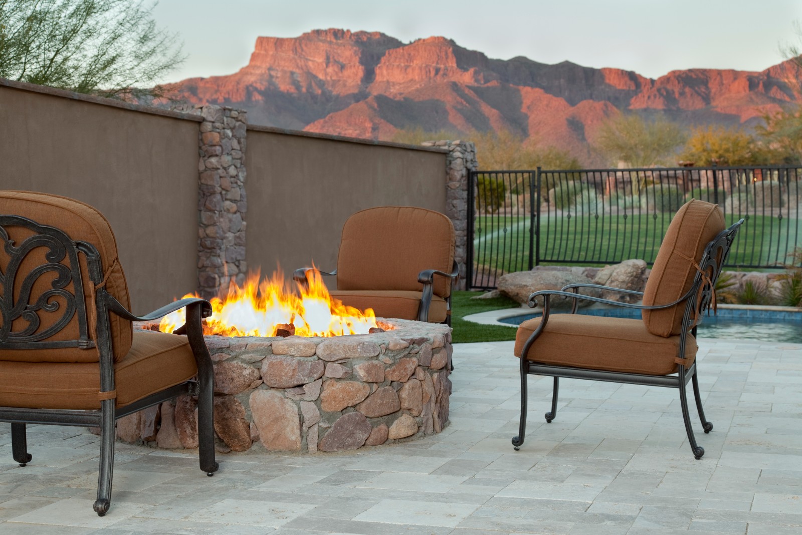 Luxury Backyard Fireplace